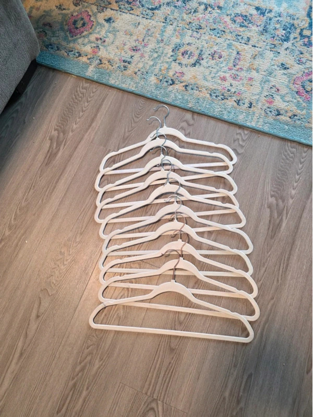 Set of 10 Wooden Clothes Hangers with Metal Hooks